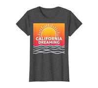 California Dreaming Sunset Beach Graphic T-Shirt, Women, Dark Heather Grey, M