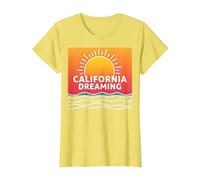 California Dreaming Sunset Beach Graphic T-Shirt, Women, Lemon, L