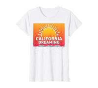California Dreaming Sunset Beach Graphic T-Shirt, Women, White, L