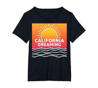 California Dreaming Sunset Beach Graphic T-Shirt, Women's Plus, Black, 3X