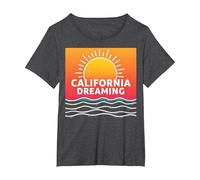 California Dreaming Sunset Beach Graphic T-Shirt, Women's Plus, Dark Heather Grey, 5X