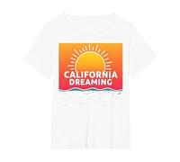 California Dreaming Sunset Beach Graphic T-Shirt, Women's Plus, White, 1X