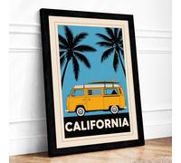 California Dreaming Vintage Framed Wall Art Print A2 (59.4×42cm) Black, Wall Decor for Living Room, Bedroom, Office & Home, Ready to Hang, Art Gift