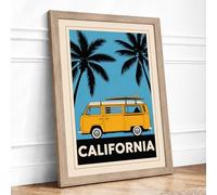 California Dreaming Vintage Framed Wall Art Print A2 (59.4×42cm) Oak, Wall Decor for Living Room, Bedroom, Office & Home, Ready to Hang, Art Gift