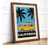 California Dreaming Vintage Framed Wall Art Print A2 (59.4×42cm) Walnut, Wall Decor for Living Room, Bedroom, Office & Home, Ready to Hang, Art Gift