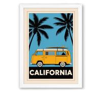 California Dreaming Vintage Framed Wall Art Print A2 (59.4×42cm) White, Wall Decor for Living Room, Bedroom, Office & Home, Ready to Hang, Art Gift