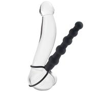 California Exotic Silicone Love Rider Beaded Dual Penetrator Strap-On 6" Dildo