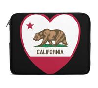 California Flag Heart Laptop Sleeve Case Computer Protective Briefcase Handbag Slim Cover Carrying Bag