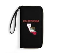 California Flag Long Zippered Pouch Slim Clutch Organizer Purse Money and Credit Card Holder for Men Women