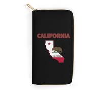 California Flag Long Zippered Pouch Slim Clutch Organizer Purse Money and Credit Card Holder for Men Women