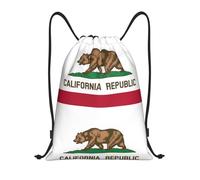 California Flag Women Men Drawstring Bag Durable Drawstring Backpack Waterproof String Backpack For Travel Holidays Beach Swim