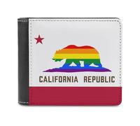 California Gay Flag U.S.A. Leather Minimalist Wallet for Men Women Slim Bifold Purse with Card Holder