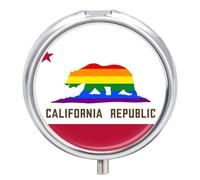 California Gay Flag U.S.A. Small Pill Box Case 3 Compartment 2"