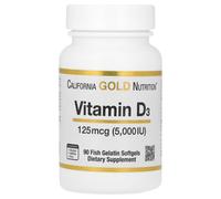 California Gold Nutrition, Vitamin D3, 125 mcg (5,000 IU), 90 Fish Gelatin Softgels