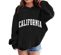 CALIFORNIA Graphic Hoodies for Girls UK Fall Clothes Oversized Pullover Sweatshirt Fashion Long Sleeve Crew Neck Casual Loose Pullover Tops Sportwear 3-12 Years (Z2-Black, 7-8 Years)