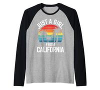 California Just A Girl From California USA State Beach Raglan Baseball Tee