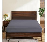 California King 100% Egyptian Cotton Fitted Sheets 600 Thread Count 16" Deep Pocket, Ultra-Soft Hotel Luxury, Durable, Breathable and Comfy Bottom Sheet (1 Cal King Fitted Sheet, Striped Dark Grey)