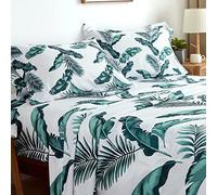California King Bed Sheets Set 4PC- Soft Cooling 1800 Thread Count Microfiber Boho Printed Sheet, 8 - 17" Deep Pocket Breathable, Wrinkle Free, Machine Washable Tropical Palm Tree Plant Bed Sheets