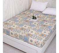 California King Fitted Sheets Printed 100 Percent Cotton Deep Pocket Bottom Sheet Super Soft Elastic Sheets for Bed Machine Washable