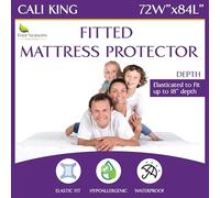 California King Size Waterproof Mattress Protector - Fitted Sheet Style Mattress Cover - Hypoallergenic, Breathable, Noiseless, Protects Against Dust, Allergens