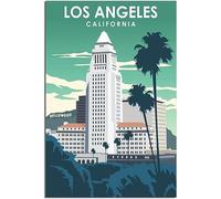 California Los Angeles City Hall Art Print Vintage Travel Poster Retro Wall Art Canvas Poster Home Decor Room Decor Unframed 30x45cm