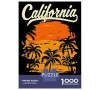 California Manhattan Beach Sunset Palm Trees Jigsaw Puzzle 1000 Pieces, Landmark Urban View, Thick Cardboard Pieces for Puzzle Lovers, Relaxing Challenge, 52x38cm/1000pcs