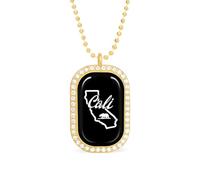 California Map Brilliant White Diamond Necklaces Jewelry Square Dainty Pendant Necklace Gift for Women