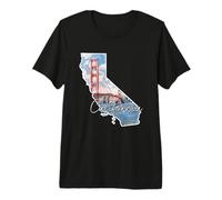 California Map Illustration Golden Gate Bridge Adventure Premium T-Shirt