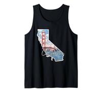 California Map Illustration Golden Gate Bridge Adventure Tank Top