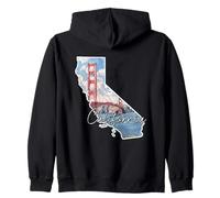 California Map Illustration Golden Gate Bridge Adventure Zip Hoodie