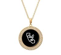 California Map Multicolored Diamond Necklaces Jewelry Brilliant Circle Pendant Necklace Gift for Women
