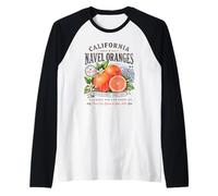 California Navel Oranges Vintage Fruit Distressed Retro Raglan Baseball Tee
