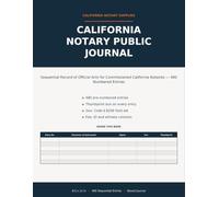 California Notary Public Journal: Sequential Record of Official Acts - 480 Pre-Numbered Entries with Thumbprint Space