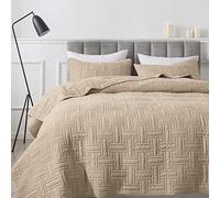 California Oversized Quilt King Size Bedding Sets with Pillow Shams, Beige Lightweight Soft Bedspread Coverlet, Cal Super Quilted Blanket Thin Comforter Bed Cover for All Season, 118x106 inches