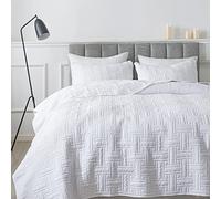 California Oversized Quilt King Size Bedding Sets with Pillow Shams, White Lightweight Soft Bedspread Coverlet, Cal Super Quilted Blanket Thin Comforter Bed Cover for All Season, 118x106 inches