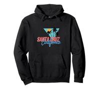 California Palm Tree Santa Cruz Beach Summer Vacation Retro Pullover Hoodie