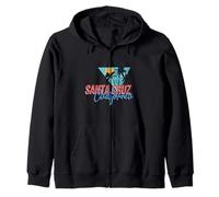 California Palm Tree Santa Cruz Beach Summer Vacation Retro Zip Hoodie