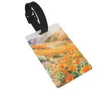 California Poppy Luggage Tags for Suitcases - Durable PVC ID Tags with Detachable Straps for Travel, Backpack, Golf Bag, Anti-Loss