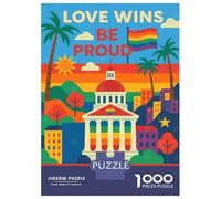 California Pride︰ Love Wins 1000 Piece Jigsaw Puzzle, Historic Square Architecture, Screen-Free Fun, Matte Printed Jigsaw, for Travel Lovers, 38x26cm/1000pcs