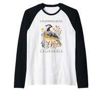 California Quail State Bird Wildlife Art Raglan Baseball Tee