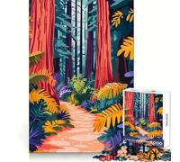 California Redwood Forest Minimalist Art Jigsaw Puzzles for Teenagers 1000 Smart Challenge Relaxing Pastime Fine Lock Thoughtful Xmas (38x52cm)