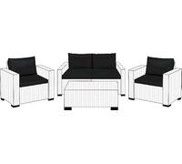 California Replacement Cushion Pads - 100% Foam Filled for Rattan Garden Furniture, Indoor & Outdoor Use Compatible with Keter and Allibert furniture (BLACK, 4 Seater 8 Pc)