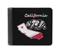 California Republic and Grizzly Men's Bifold Wallet Slim Cash Card Holder Leather Purse