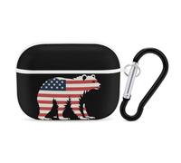 California Republic Bear American Flag Earphone Case PC Bluetooth Earbud Case Compatible with Airpods Pro White-style