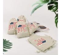 California Republic Bear American Flag Gift Bags Personalized Small Drawstring Bags Pouch