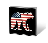 California Republic Bear American Flag Square Badge Metal Lapel Pins Brooches for Clothing Decoration