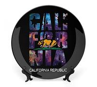 California Republic Bear Funny Bone China Plate Ceramic Bone Plates Decorative Gift For New Home,Christmas Day,Mother's Day