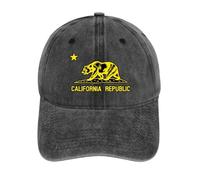 California Republic Bear Unisex Baseball Cap Adjustable Dad Hat Denim Trucker Caps Sports Cap Sun Hat Charcoal-style