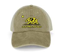 California Republic Bear Unisex Denim Baseball Cap Adjustable Trucker Hat Causal Fahion Dad Hats 16.5x12cm
