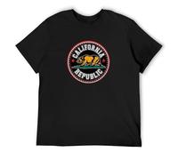California Republic Circle Patch Grizzly Bear Chill Mens T-Shirt Unisex Black Top Tee S